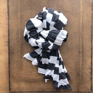 J. Crew Jersey Knit Grey and White Striped Scarf